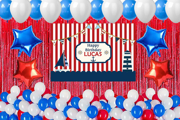 Nautical Birthday Party Complete Set with Personalized Backdrop