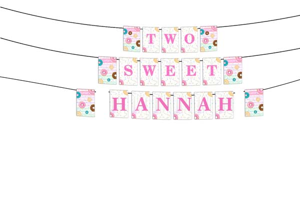 Two Sweet Theme Birthday Party Banner for Decoration