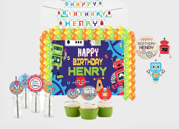 Robot Theme Birthday Complete Personalize Party Kit
