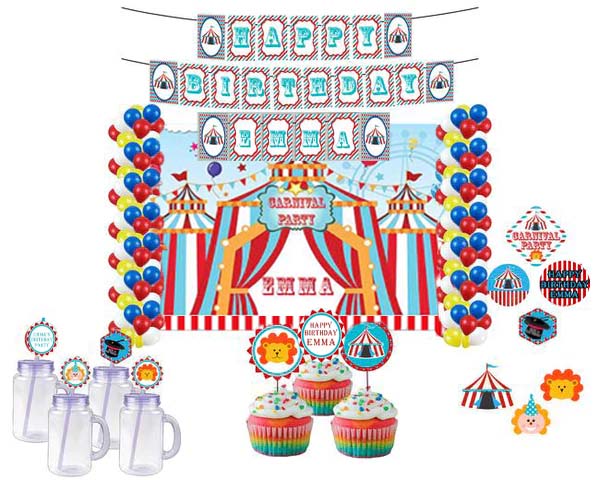 Carnival Birthday Complete Personalize Party Kit