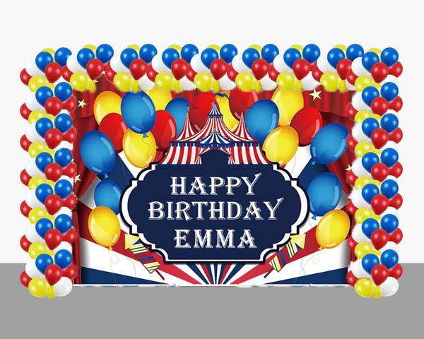 Carnival Birthday Party Decoration Kit With Personalized Backdrop.