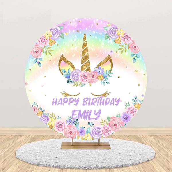 Unicorn Theme Birthday Party Round Backdrop