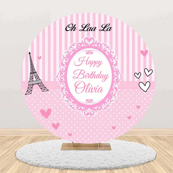 Paris Theme Birthday Party Round Backdrop