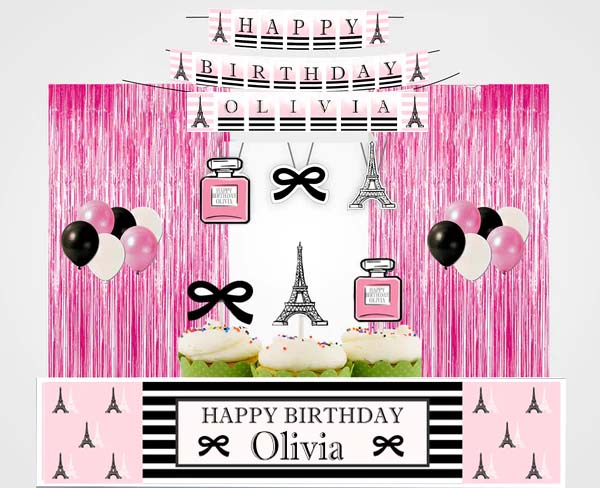 Paris Birthday Party Decoration Kit - Personalized