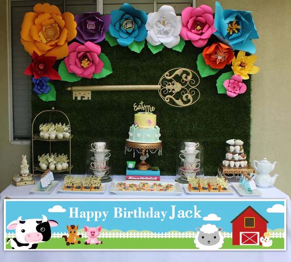Farm Animal Birthday Party Long Banner for Decoration