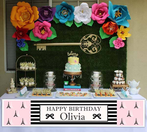 Paris Theme Birthday Party Long Banner for Decoration