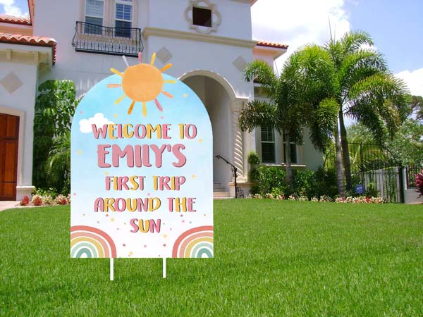 First Trip Around The Sun Theme Birthday Party Yard Sign/Welcome Board.