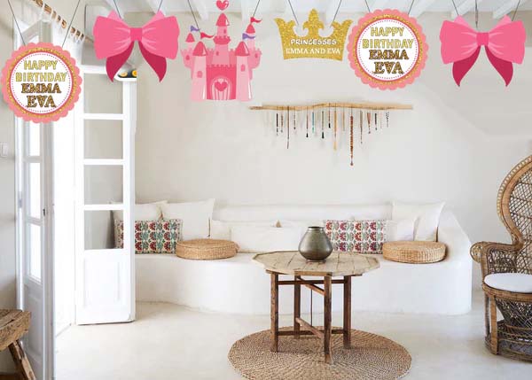 Twin Girls Theme Birthday Party Theme Hanging Set for Decoration
