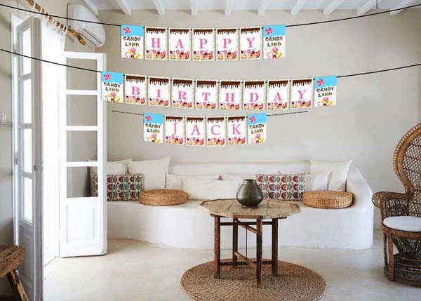 Candyland Theme Birthday Party Banner for Decoration