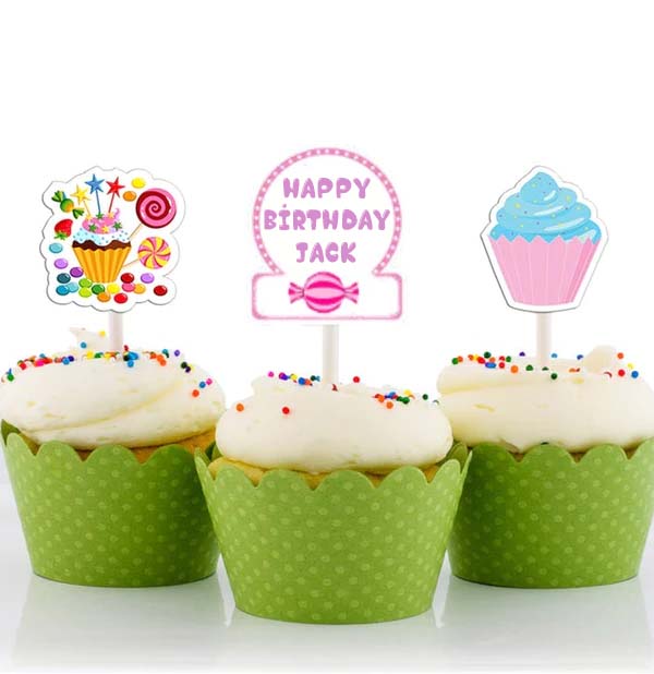 Candyland Birthday Party Cupcake Toppers for Decoration