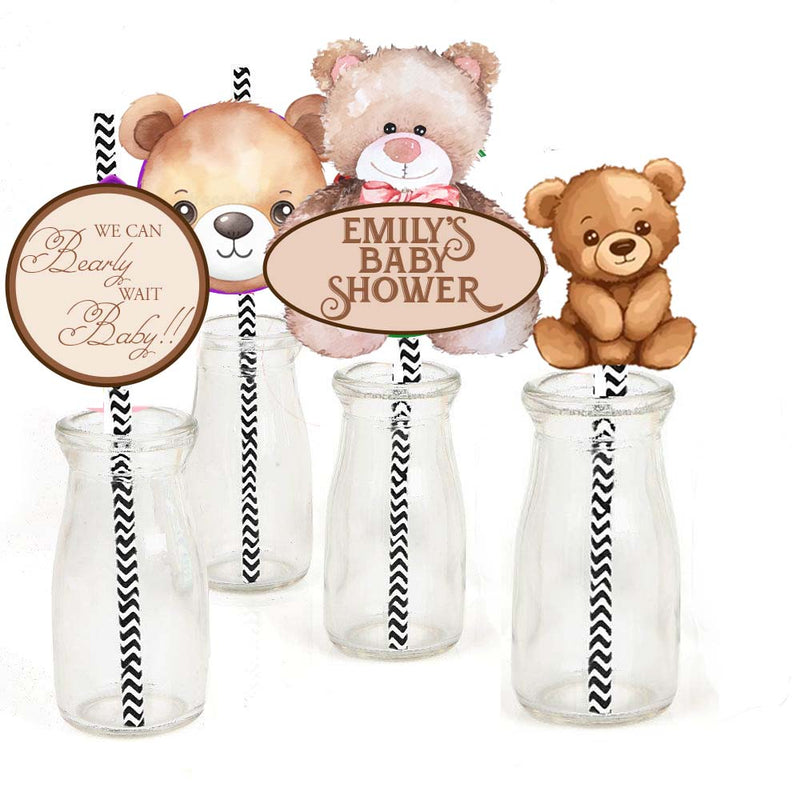 We Can Bearly Wait Theme Baby Shower Party Paper Decorative Straws