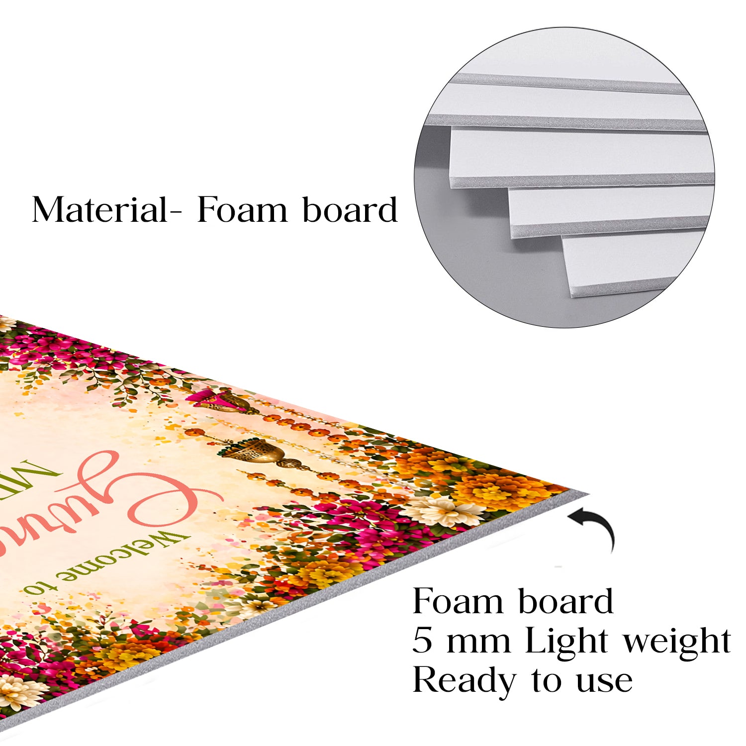 Personalized Mehndi Welcome Board for Wedding Decorations