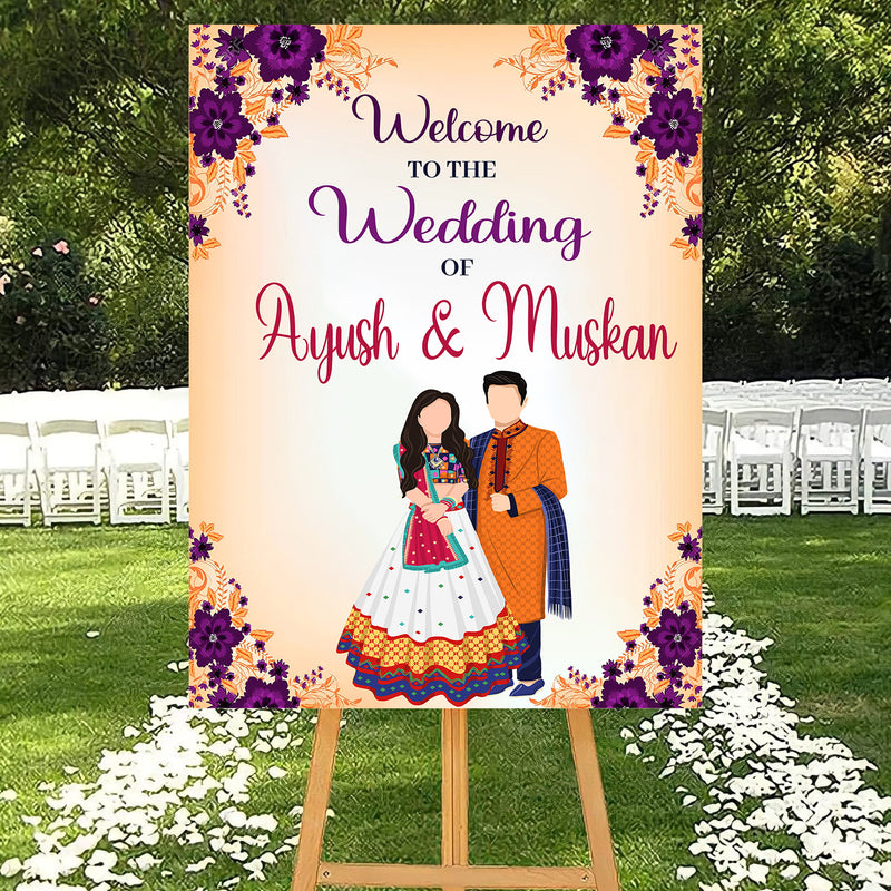 Indian Wedding Ceremony Welcome Board for Decoration