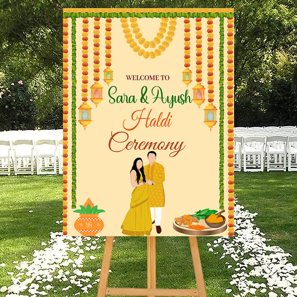 Haldi Ceremony Welcome Board for Decoration