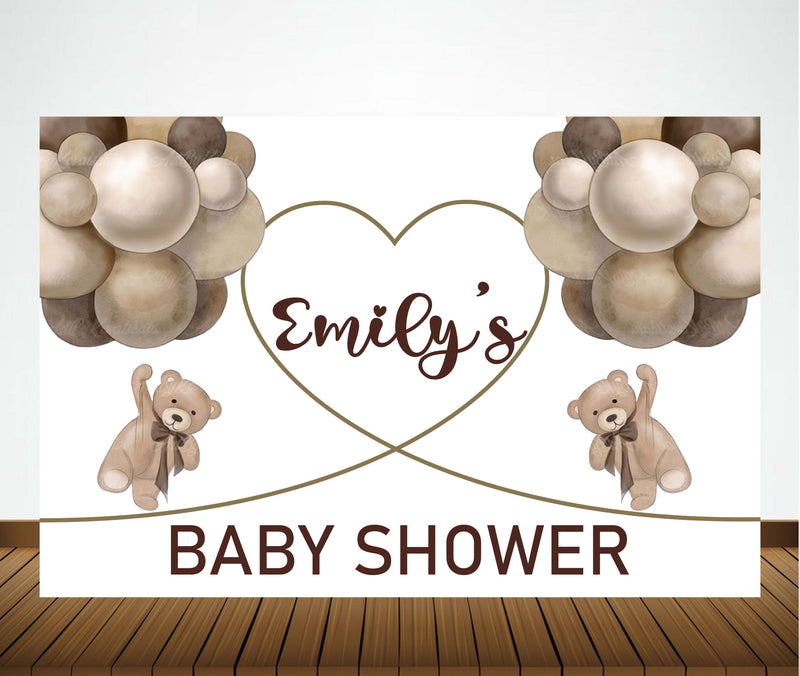 We Can Bearly Wait Baby Shower Party Personalized Backdrop.