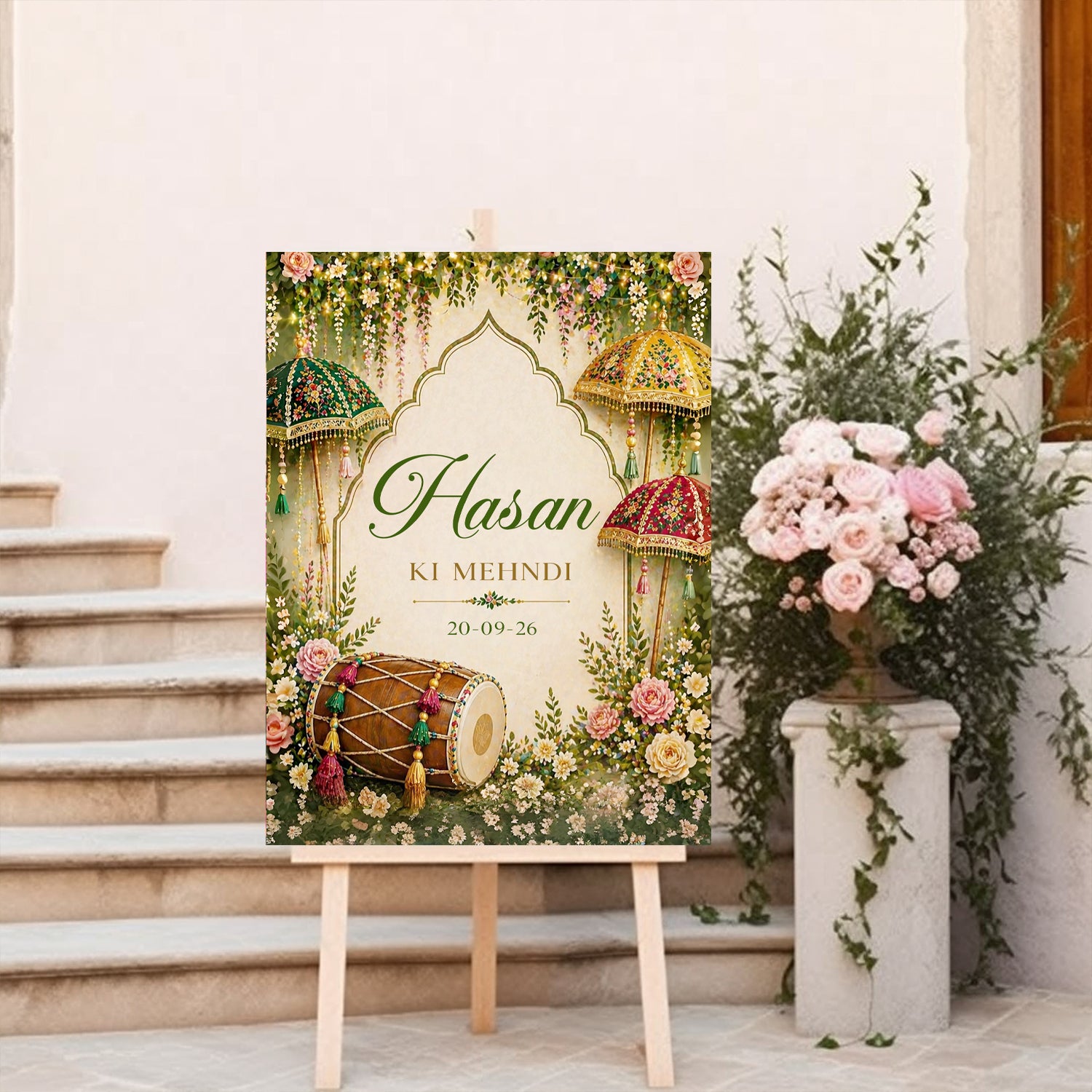 Personalized Mehndi / Henna Welcome Board for Wedding Decorations