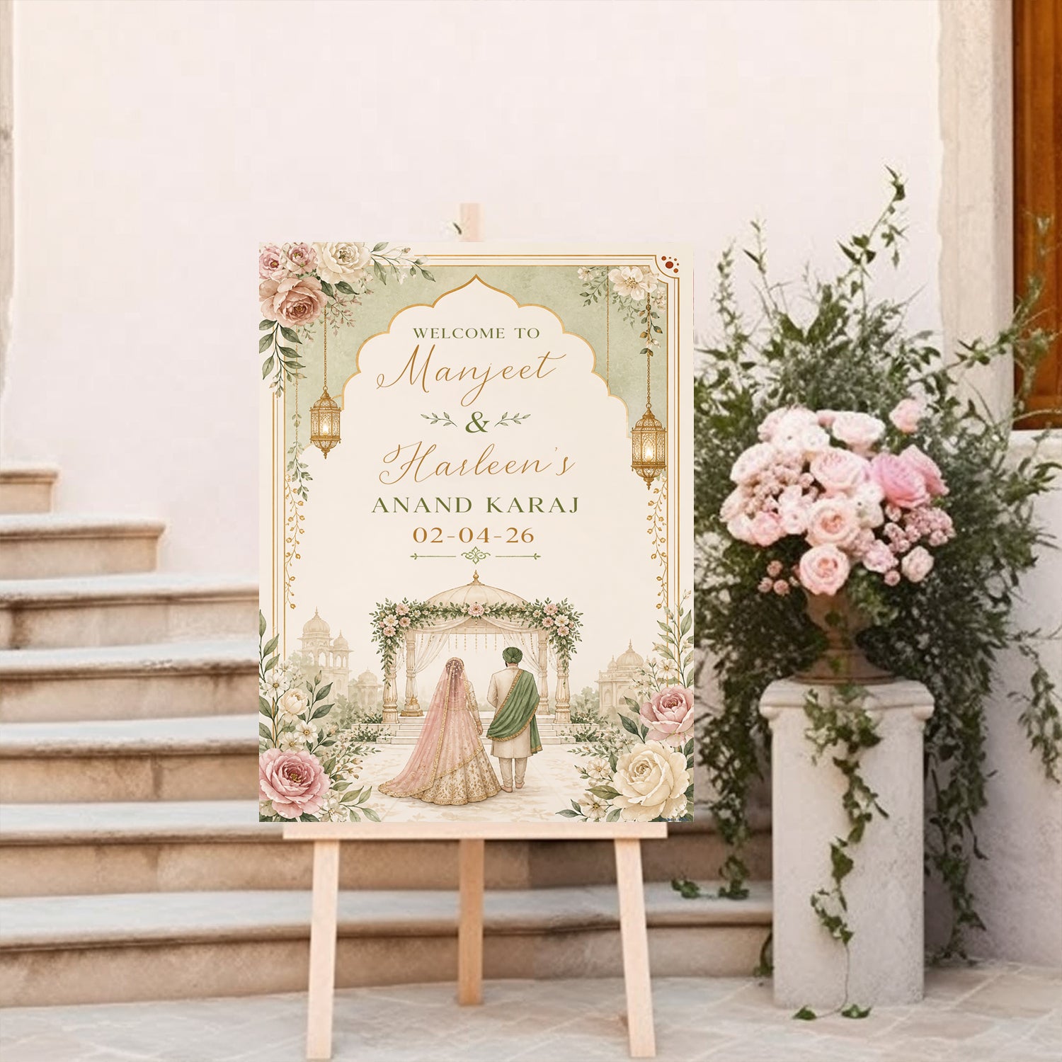Indian Punjabi Wedding Anand Karaj  Ceremony Welcome Board for Decoration