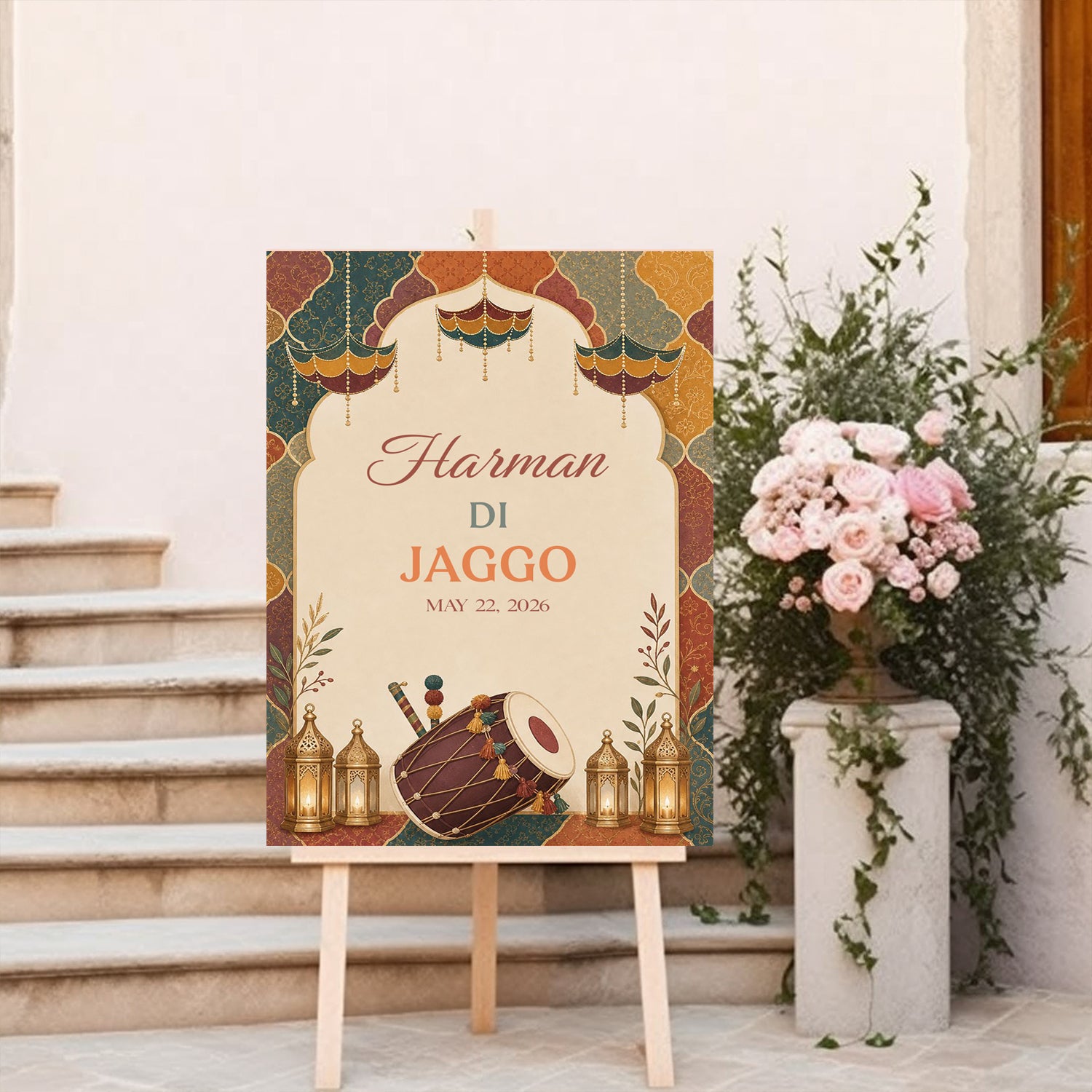 Jaggo Welcome Signage for Punjabi Wedding Decoration