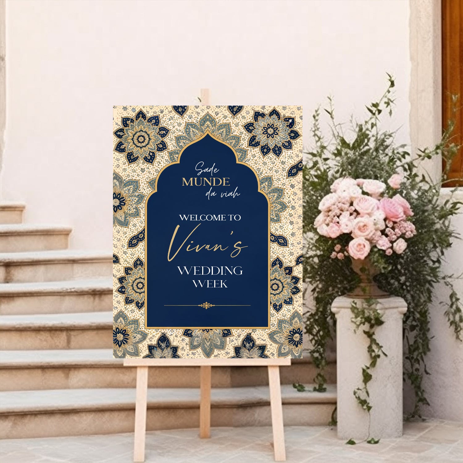 Indian Wedding Week Ceremony Welcome Board for Decoration