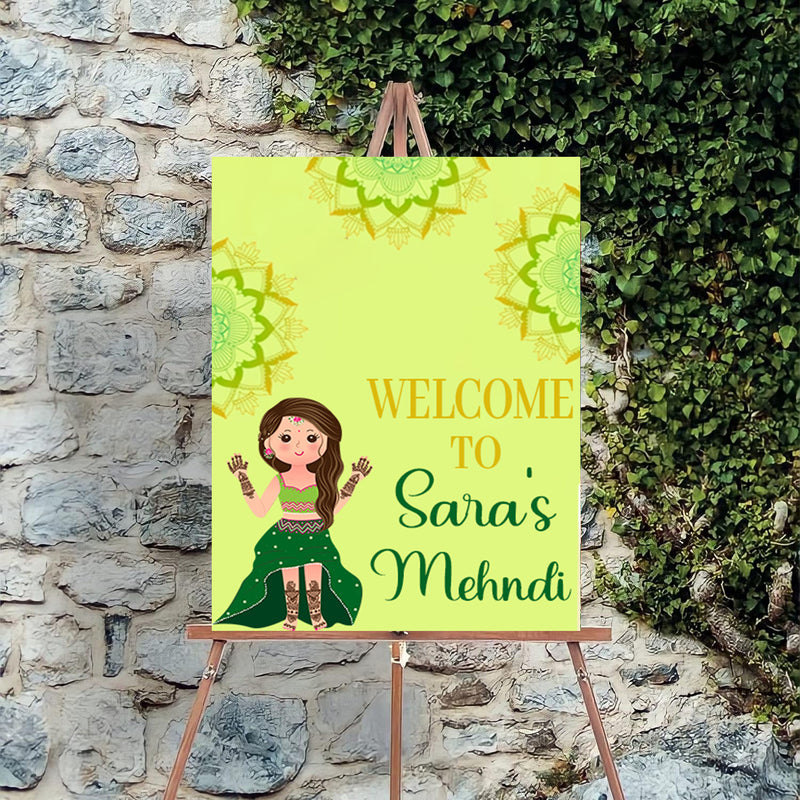 Mehndi Ceremony Signage or Welcome Board for Decoration