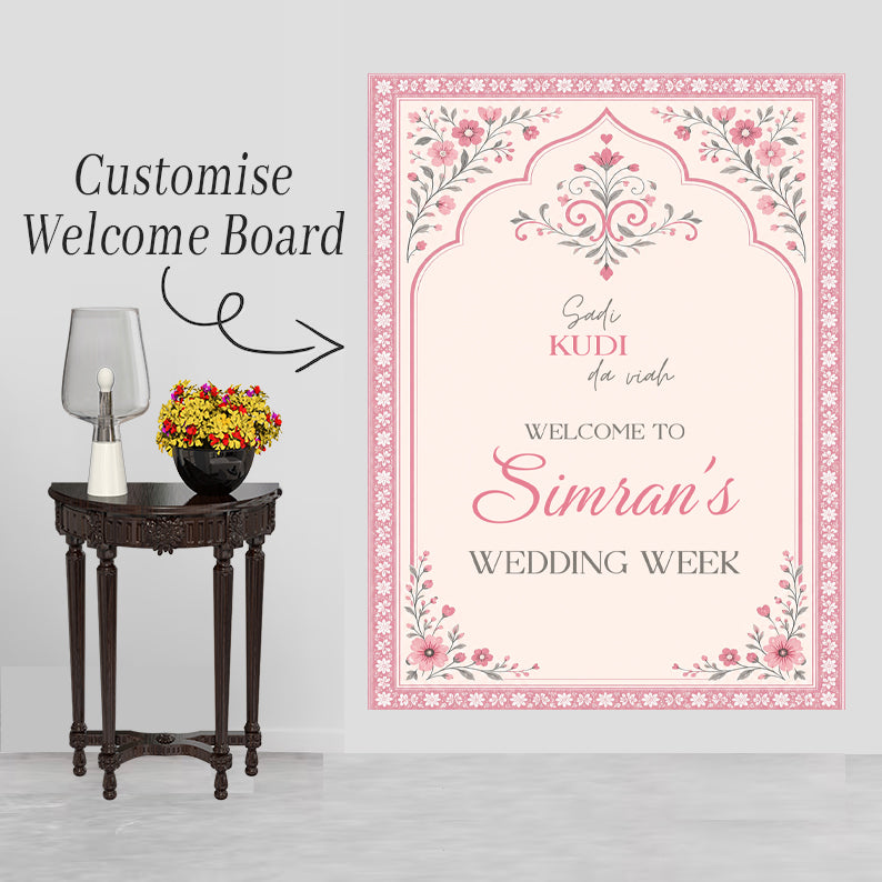 Indian Wedding Week Ceremony Welcome Board for Decoration