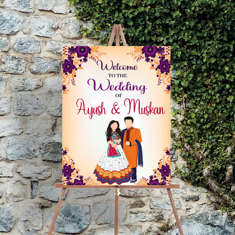 Indian Wedding Ceremony Welcome Board for Decoration