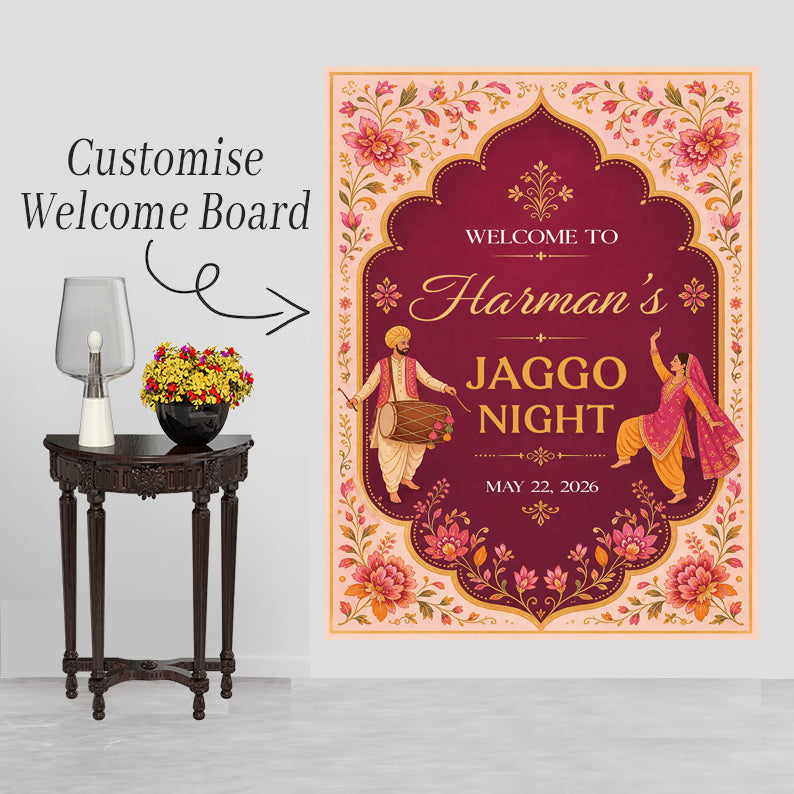 Jaggo Welcome Signage for Punjabi Wedding Decoration