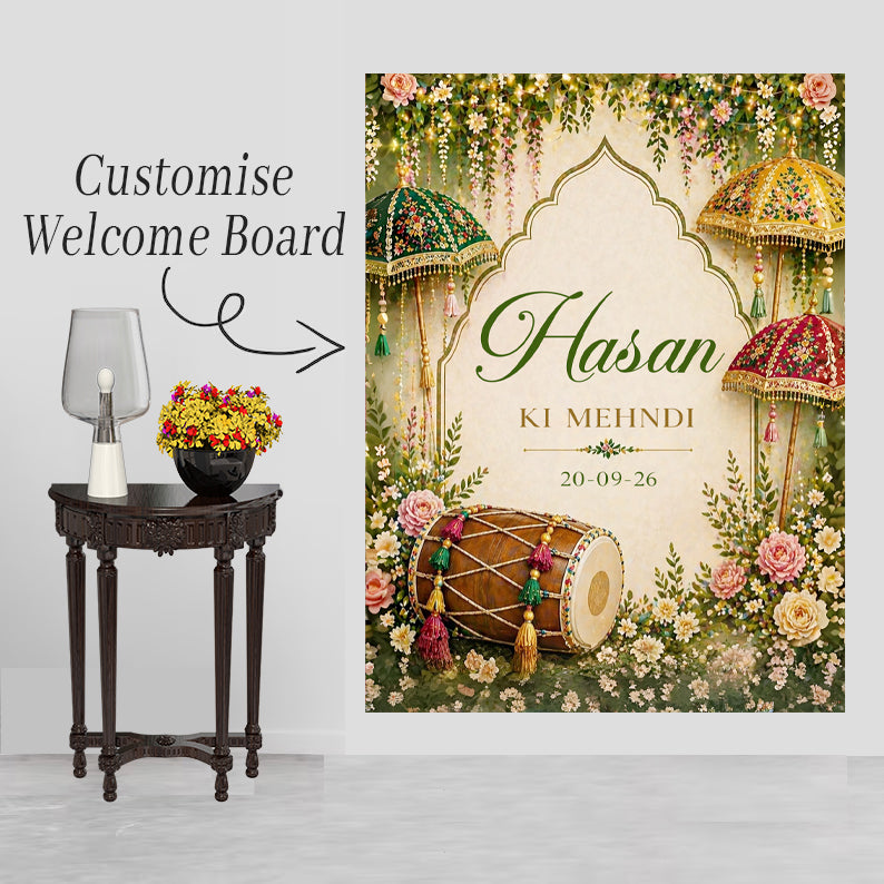 Personalized Mehndi / Henna Welcome Board for Wedding Decorations