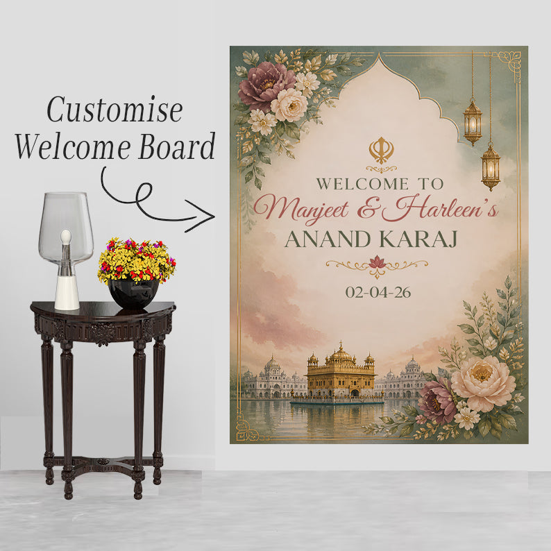 Indian Punjabi Wedding Anand Karaj  Ceremony Welcome Board for Decoration