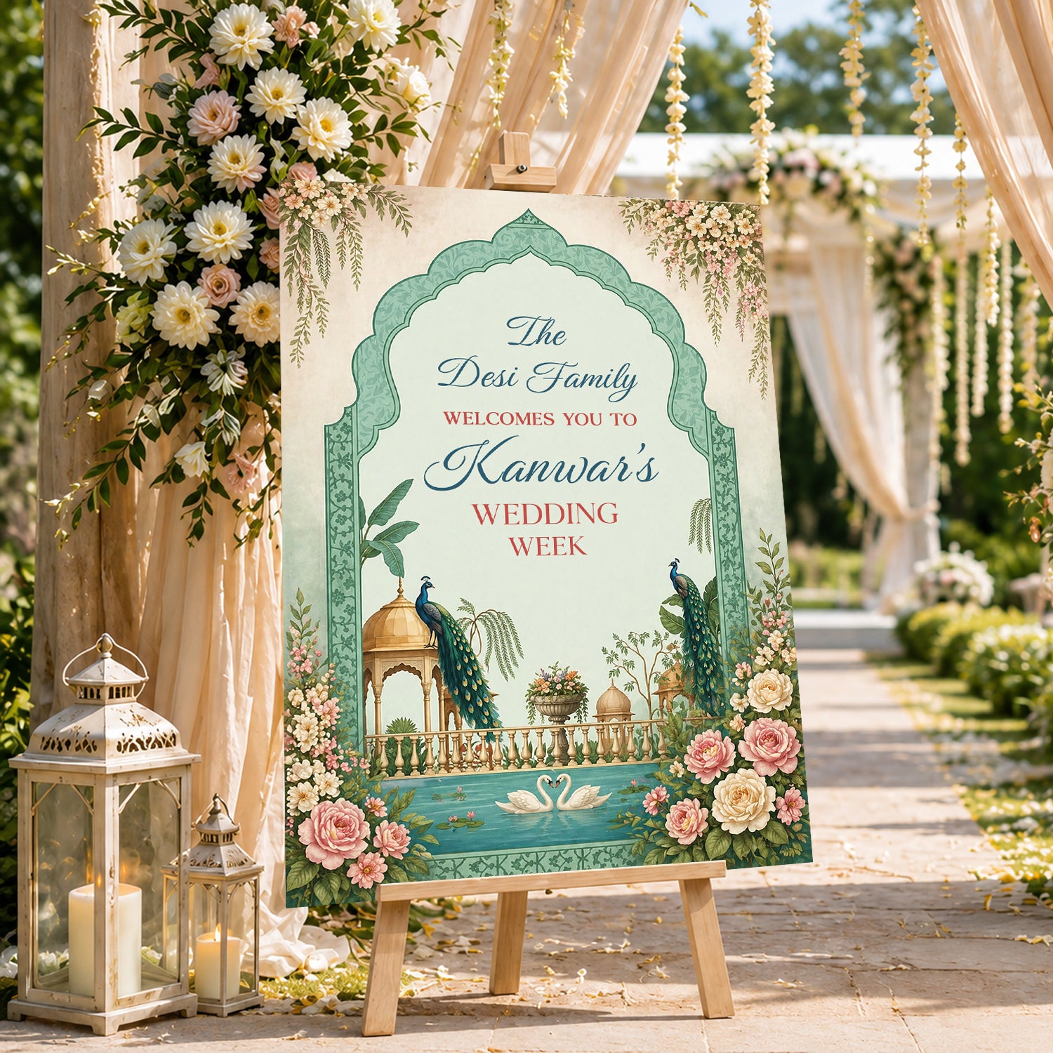 Indian Wedding Week Ceremony Welcome Board for Decoration
