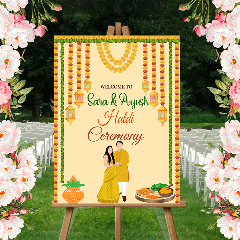 Haldi Ceremony Welcome Board for Decoration