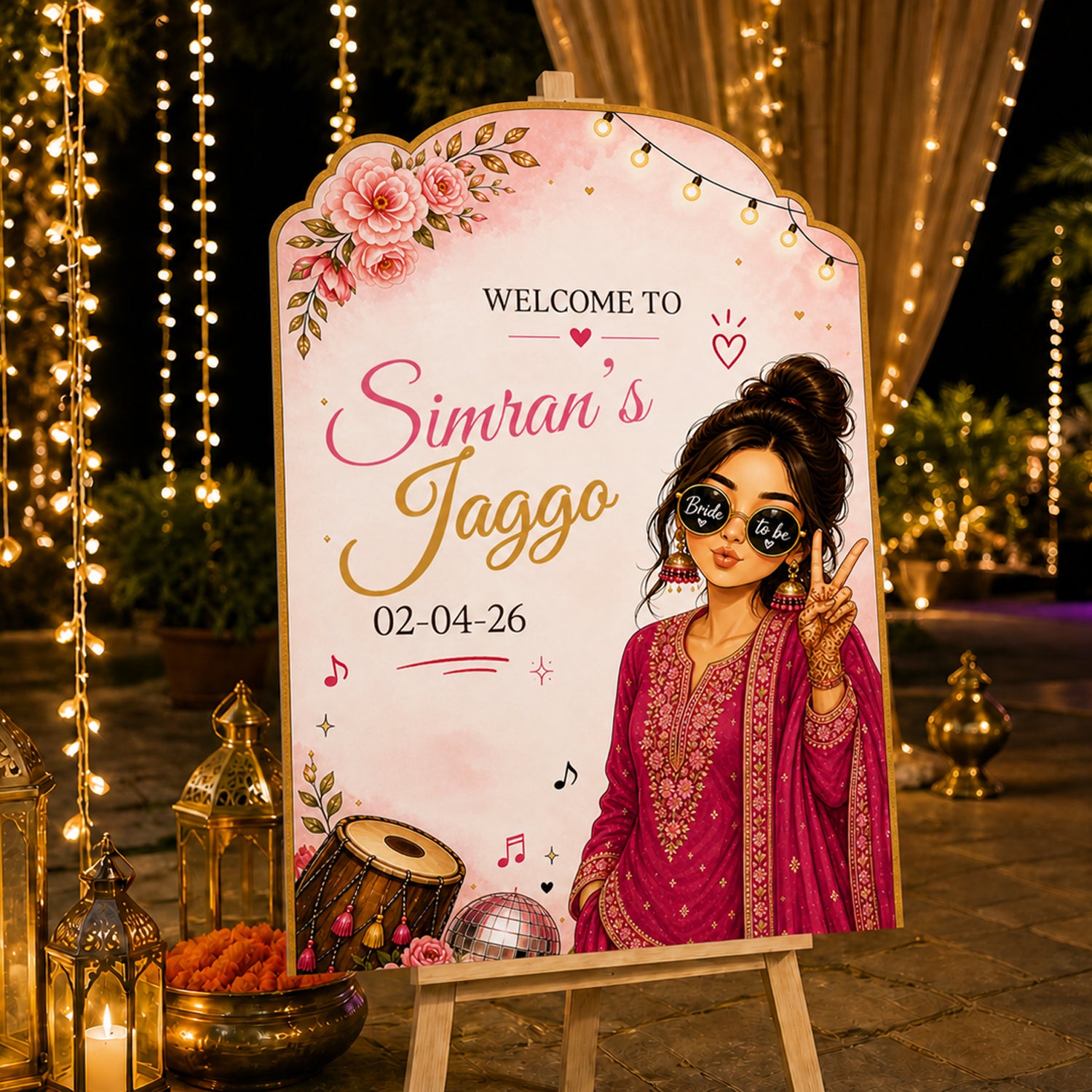 Jaggo Welcome Signage for Punjabi Wedding Decoration