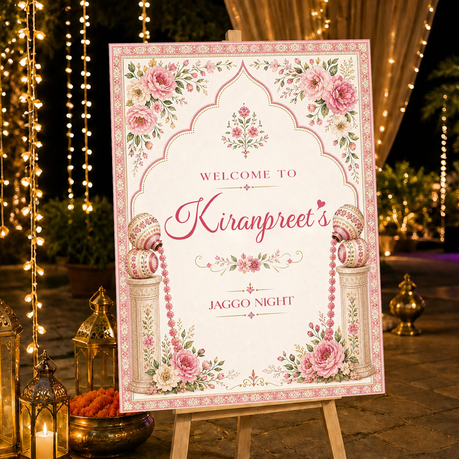Jaggo Welcome Signage for Punjabi Wedding Decoration