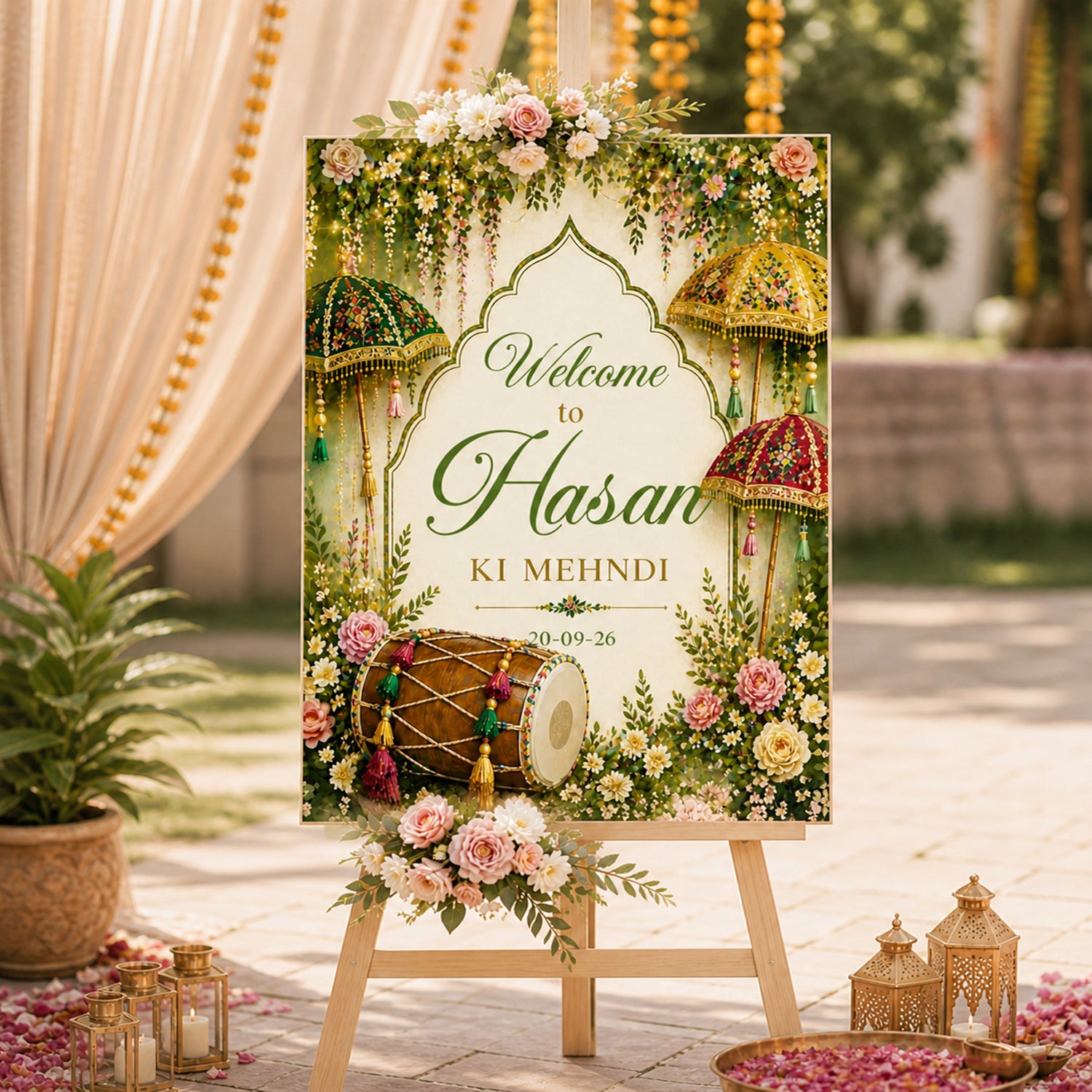 Personalized Mehndi / Henna Welcome Board for Wedding Decorations