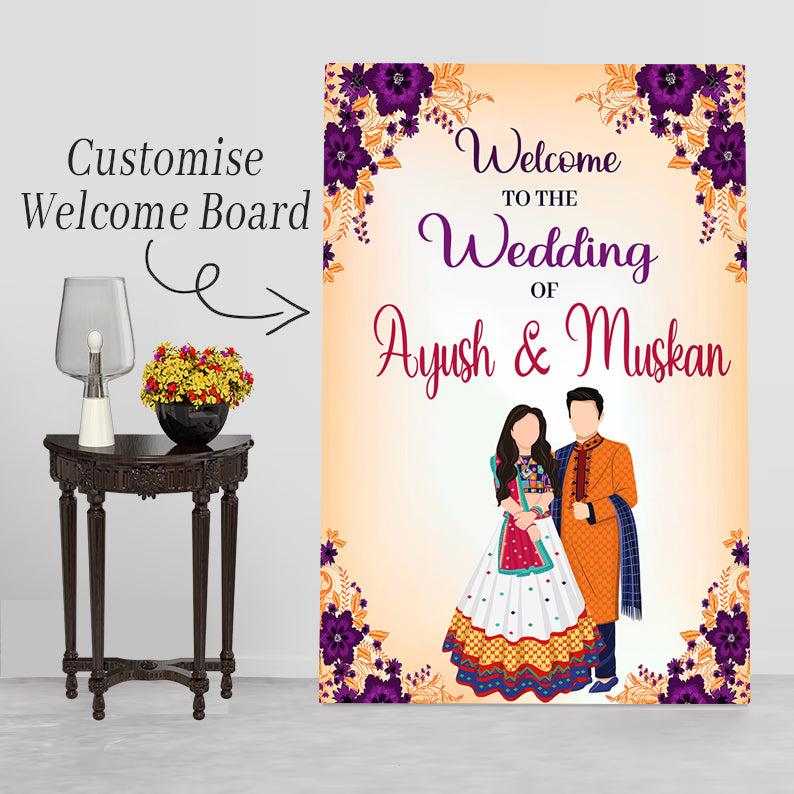 Indian Wedding Ceremony Welcome Board for Decoration