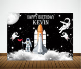 Space Birthday Party Personalized Backdrop.