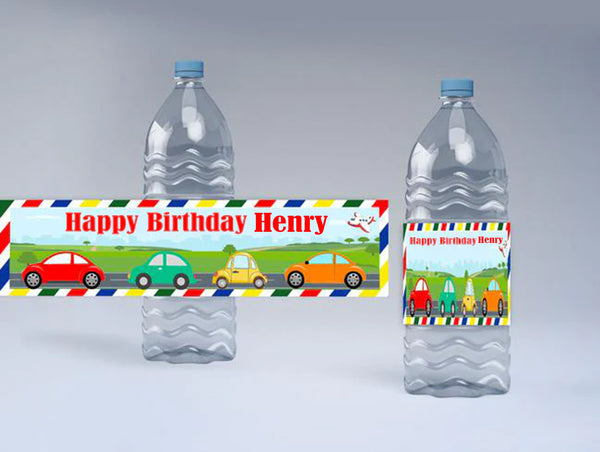 Transport Theme Water Bottle Labels