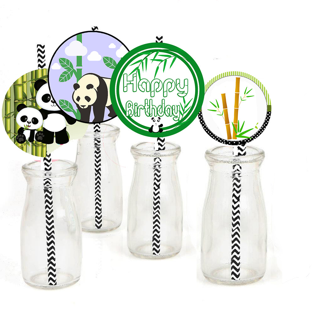 Panda Theme  Birthday Party Paper Decorative Straws