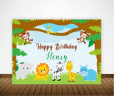 Jungle Safari Theme Birthday Party Personalized Backdrop.