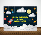 Space Birthday Party Personalized Backdrop.