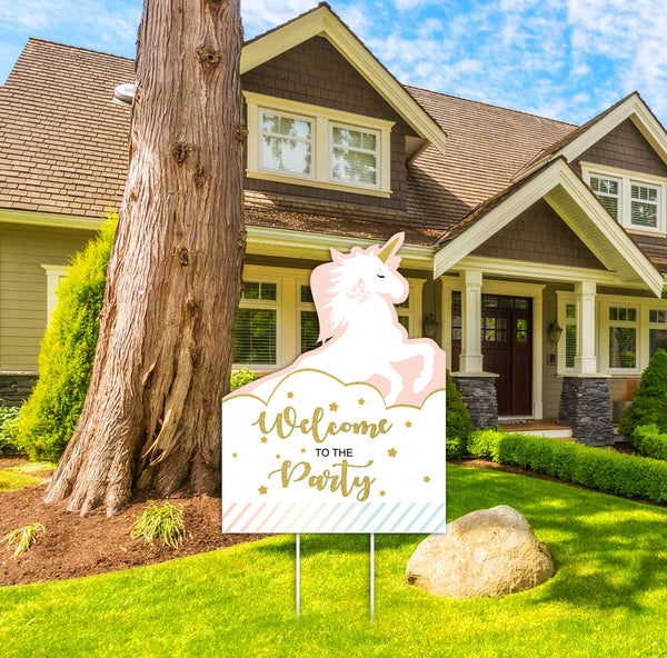 Unicorn Theme Birthday Party Yard Sign/Welcome Board.