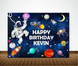 Space Birthday Party Personalized Backdrop.