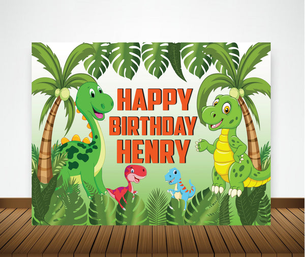 Dinosaur Birthday Party Personalized Backdrop.