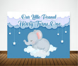 Baby Elephant Birthday Party Personalized Backdrop