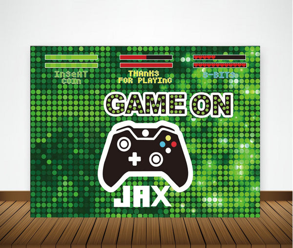 Gaming Birthday Party Personalized Backdrop.