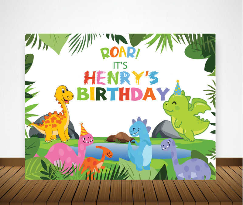 Dinosaur Birthday Party Personalized Backdrop.