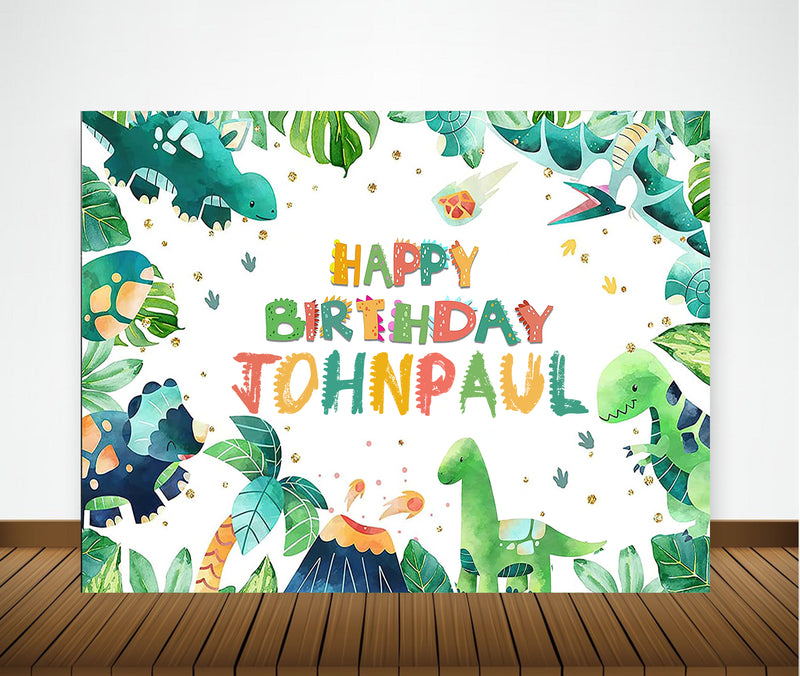 Dinosaur Birthday Party Personalized Backdrop.