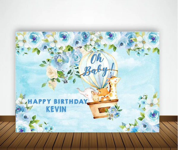Hot Air Birthday Party Personalized Backdrop