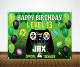 Gaming Birthday Party Personalized Backdrop.