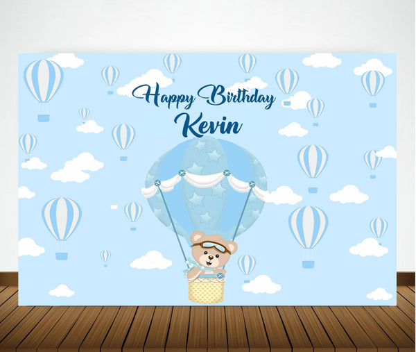 Hot Air Birthday Party Personalized Backdrop